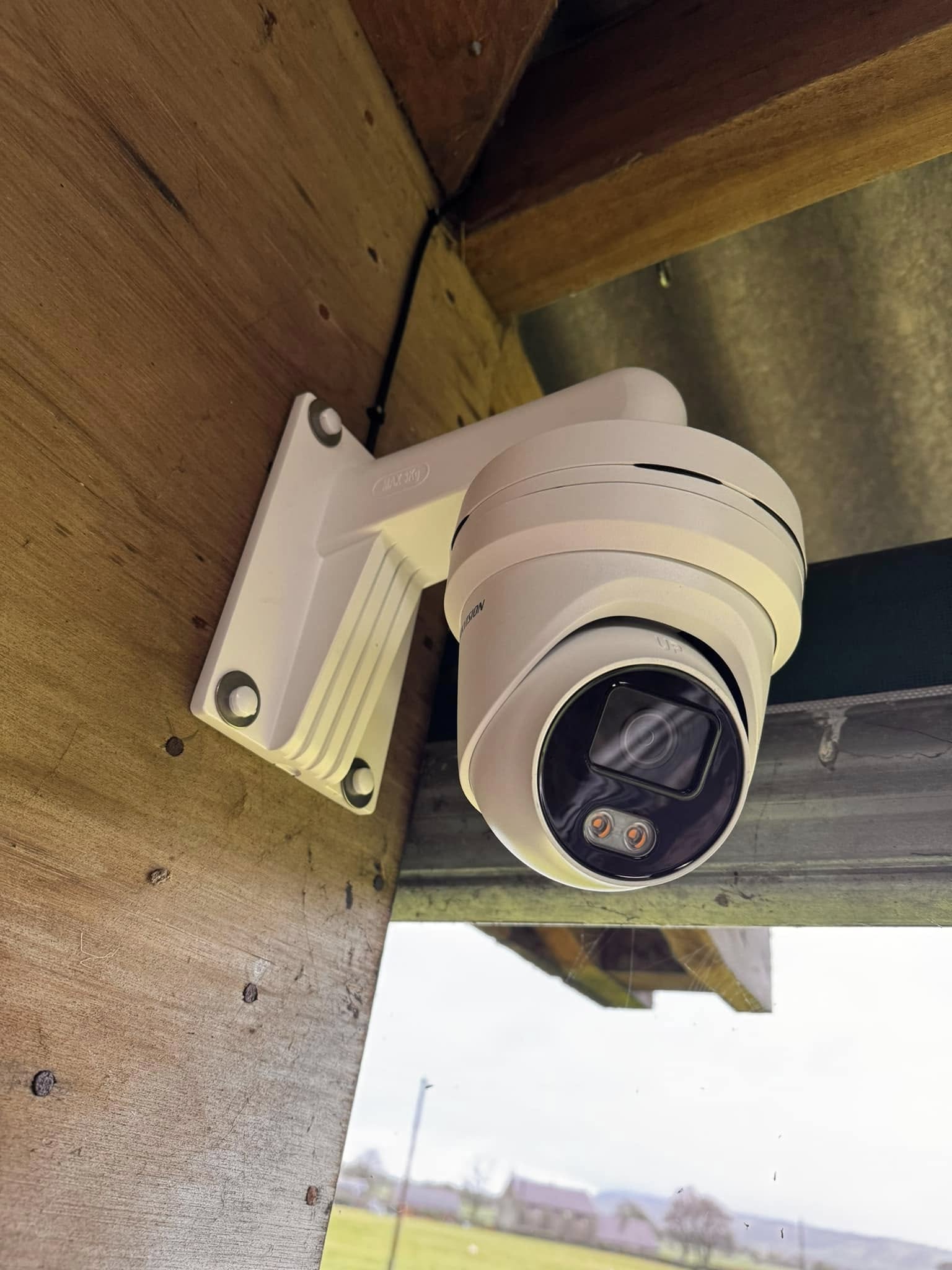 CCTV camera on agricultural building
