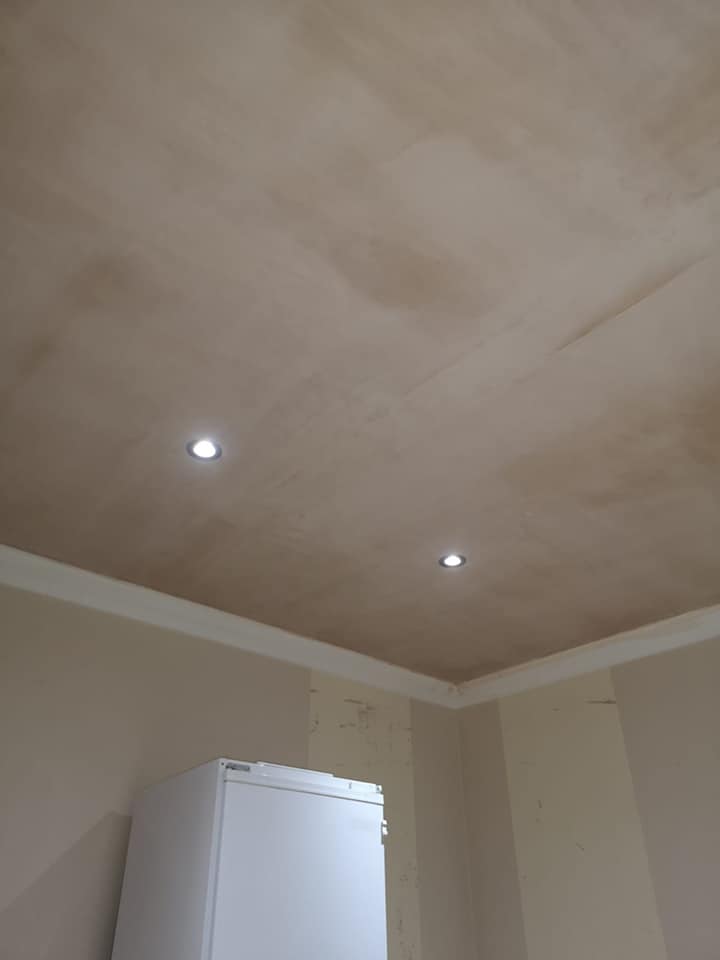 Recessed LED downlights installed in kitchen ceiling