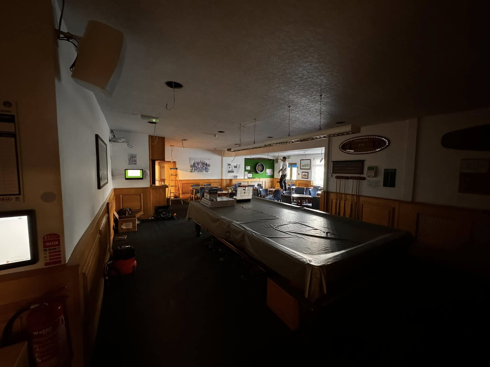 LED downlights installed in golf club corridor