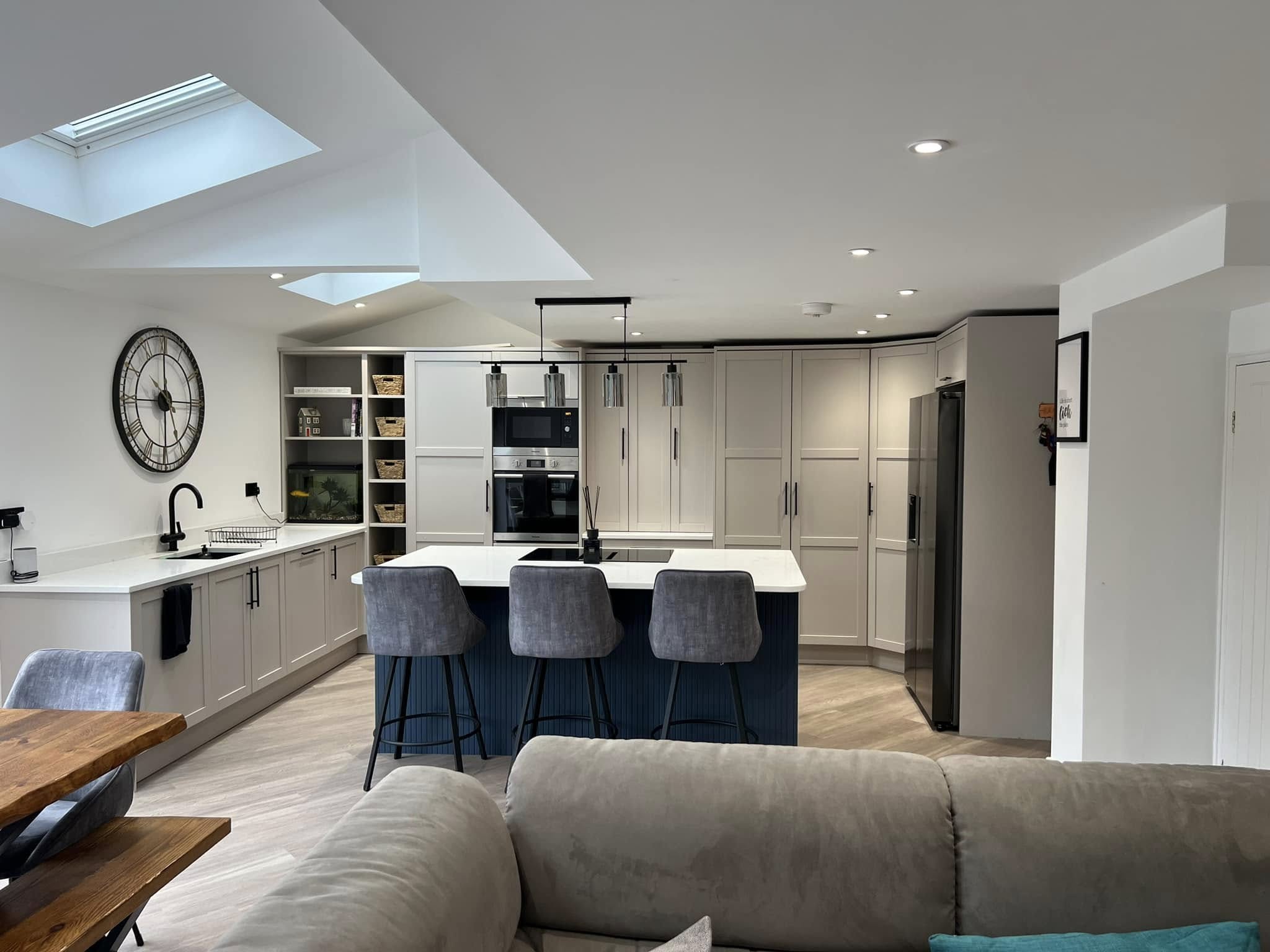 Power and lighting detail in kitchen extension