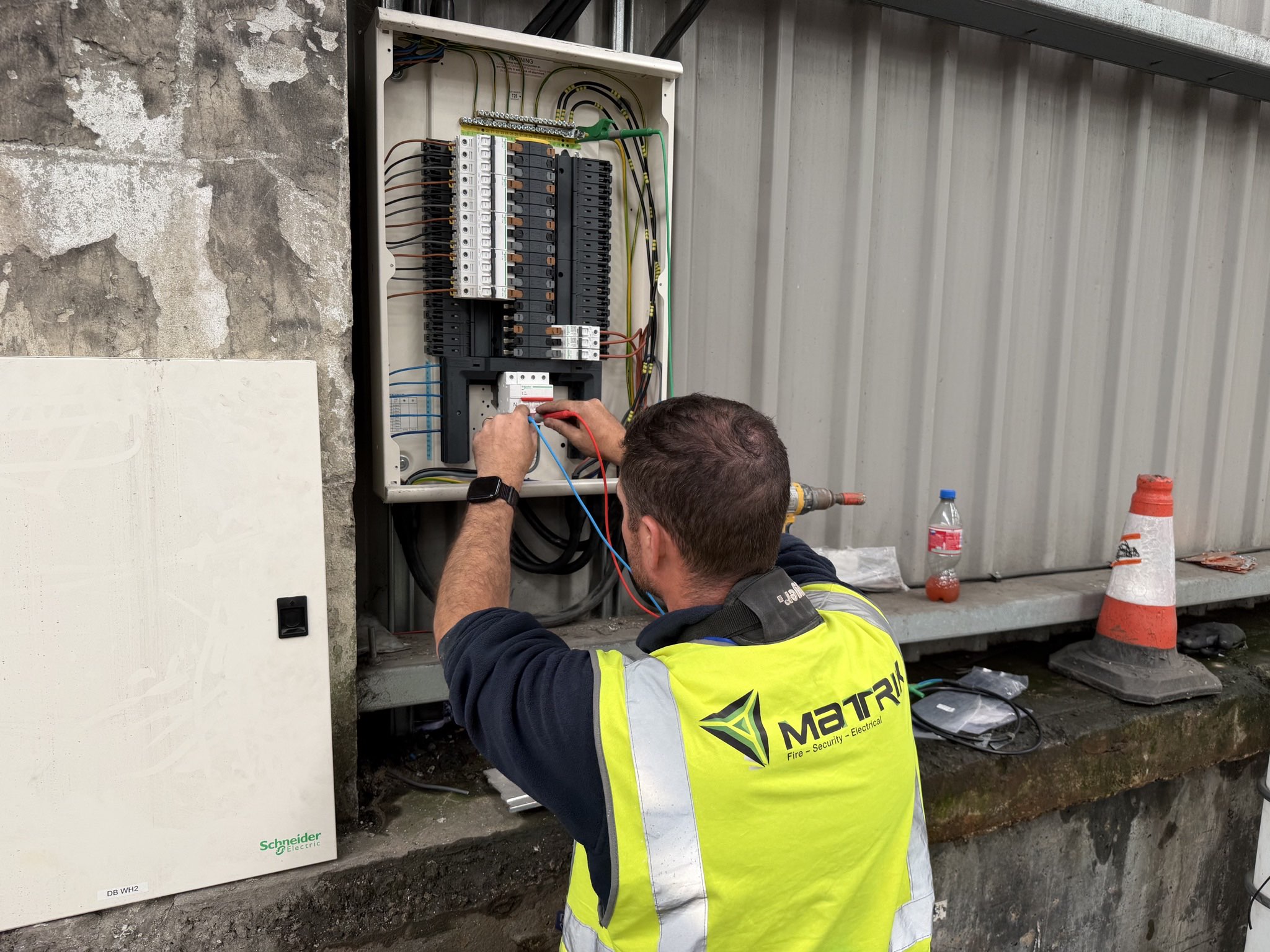 New electrical supply installation for welfare cabins at Recycling Lives in Preston by Matrix FSE