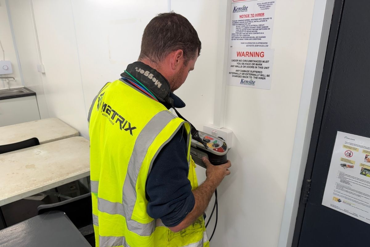 Electrical inspection and testing being carried out by Matrix FSE