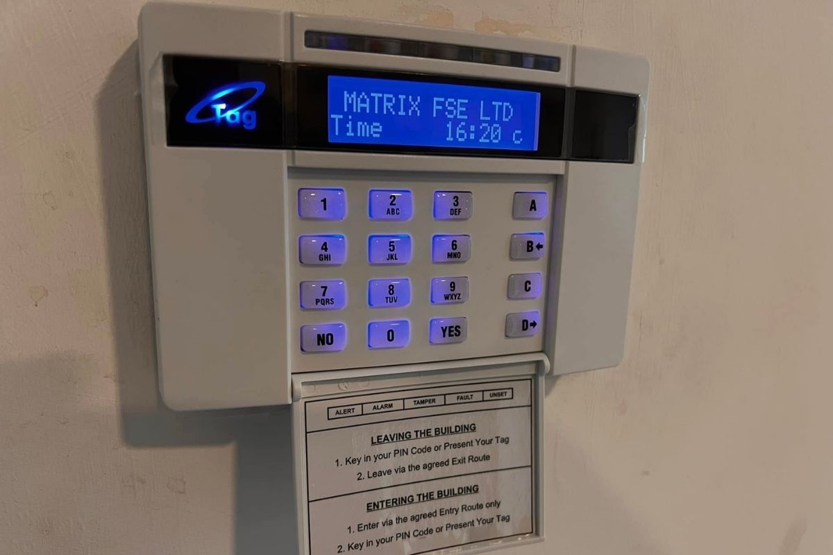 Matrix FSE intruder alarm panel installed and programmed